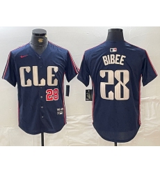Men's Cleveland Guardians #28 Tanner Bibee Number Navy 2024 City Connect Limited Stitched Jersey