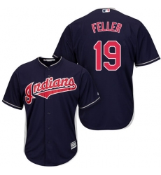 Youth Majestic Cleveland Indians #19 Bob Feller Authentic Navy Blue Alternate 1 Cool Base MLB Jersey