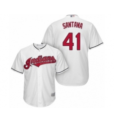 Men's Cleveland Indians #41 Carlos Santana Replica White Home Cool Base Baseball Jersey