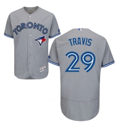 Men's Majestic Toronto Blue Jays #29 Devon Travis Grey Road Flex Base Authentic Collection MLB Jersey