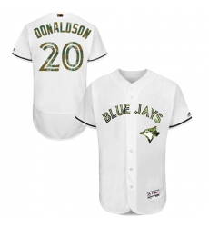 Men's Majestic Toronto Blue Jays #20 Josh Donaldson Authentic White 2016 Memorial Day Fashion Flex Base MLB Jersey