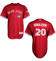 Women's Majestic Toronto Blue Jays #20 Josh Donaldson Authentic Red Canada Day MLB Jersey
