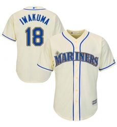 Men's Majestic Seattle Mariners #18 Hisashi Iwakuma Replica Cream Alternate Cool Base MLB Jersey