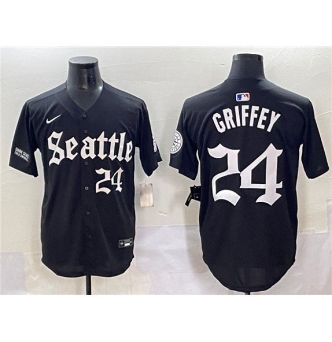 Men's Seattle Mariners #24 Ken Griffey Jr. Black 'Deep Sea Gothic Edition' Vapor Premier Limited Stitched Baseball Jersey