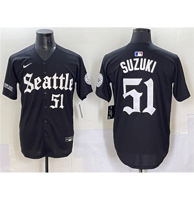 Men's Seattle Mariners #51 Ichiro Suzuki Black 'Deep Sea Gothic Edition' Vapor Premier Limited Stitched Baseball Jersey