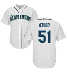 Youth Majestic Seattle Mariners #51 Ichiro Suzuki Replica White Home Cool Base MLB Jersey