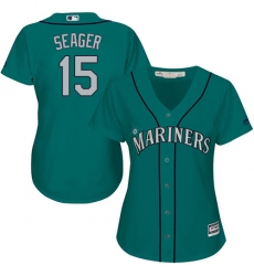 Women's Majestic Seattle Mariners #15 Kyle Seager Authentic Teal Green Alternate Cool Base MLB Jersey