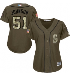 Women's Majestic Seattle Mariners #51 Randy Johnson Replica Green Salute to Service MLB Jersey