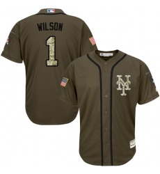 Men's Majestic New York Mets #1 Mookie Wilson Authentic Green Salute to Service MLB Jersey