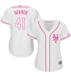 Women's Majestic New York Mets #41 Tom Seaver Replica White Fashion Cool Base MLB Jersey