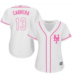 Women's Majestic New York Mets #13 Asdrubal Cabrera Authentic White Fashion Cool Base MLB Jersey