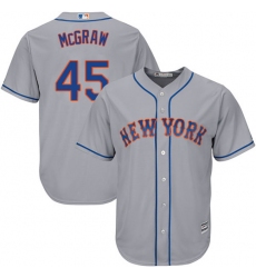 Men's Majestic New York Mets #45 Tug McGraw Replica Grey Road Cool Base MLB Jersey