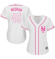 Women's Majestic New York Mets #45 Tug McGraw Authentic White Fashion Cool Base MLB Jersey