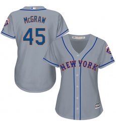 Women's Majestic New York Mets #45 Tug McGraw Replica Grey Road Cool Base MLB Jersey