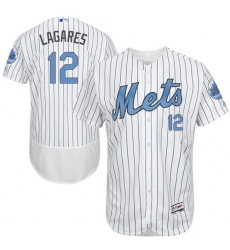 Men's Majestic New York Mets #12 Juan Lagares Authentic White 2016 Father's Day Fashion Flex Base MLB Jersey