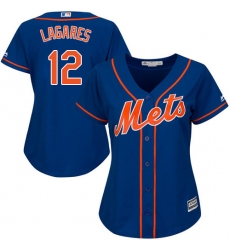Women's Majestic New York Mets #12 Juan Lagares Authentic Royal Blue Alternate Home Cool Base MLB Jersey