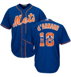 Men's Majestic New York Mets #18 Travis d'Arnaud Authentic Royal Blue Team Logo Fashion Cool Base MLB Jersey