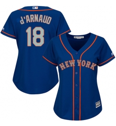 Women's Majestic New York Mets #18 Travis d'Arnaud Replica Royal Blue Alternate Road Cool Base MLB Jersey