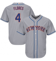 Youth Majestic New York Mets #4 Wilmer Flores Authentic Grey Road Cool Base MLB Jersey