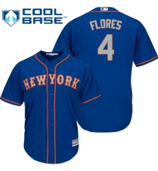 Youth Majestic New York Mets #4 Wilmer Flores Authentic Royal Blue Alternate Road Cool Base MLB Jersey