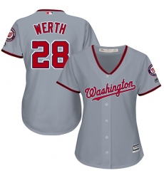 Women's Majestic Washington Nationals #28 Jayson Werth Replica Grey Road Cool Base MLB Jersey