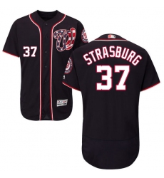 Men's Majestic Washington Nationals #37 Stephen Strasburg Navy Blue Alternate Flex Base Authentic Collection MLB Jersey