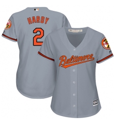 Women's Majestic Baltimore Orioles #2 J.J. Hardy Replica Grey Road Cool Base MLB Jersey