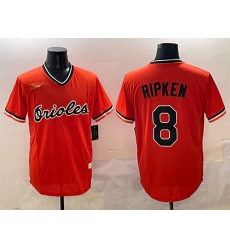 Men's Baltimore Orioles #8 Cal Ripken Jr. Orange Throwback Stitched Baseball Jersey