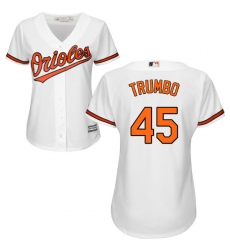 Women's Majestic Baltimore Orioles #45 Mark Trumbo Authentic White Home Cool Base MLB Jersey