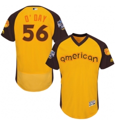 Men's Majestic Baltimore Orioles #56 Darren O'Day Yellow 2016 All-Star American League BP Authentic Collection Flex Base MLB Jersey