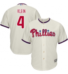 Youth Majestic Philadelphia Phillies #4 Jimmy Foxx Replica Cream Alternate Cool Base MLB Jersey