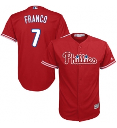 Youth Majestic Philadelphia Phillies #7 Maikel Franco Replica Red Alternate Cool Base MLB Jersey