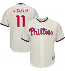 Men's Majestic Philadelphia Phillies #11 Tim McCarver Replica Cream Alternate Cool Base MLB Jersey