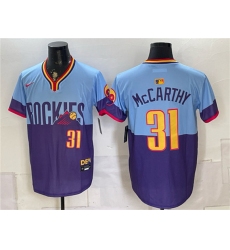 Men's Colorado Rockies #31 Jake McCarthy Purple Light Blue 2025 City Connect Limited Stitched Baseball Jersey