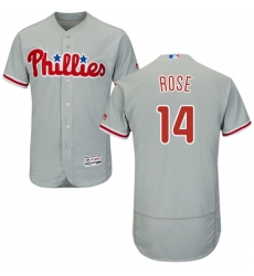 Men's Majestic Philadelphia Phillies #14 Pete Rose Grey Road Flex Base Authentic Collection MLB Jersey