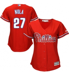 Women's Majestic Philadelphia Phillies #27 Aaron Nola Authentic Red Alternate Cool Base MLB Jersey
