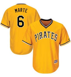 Youth Majestic Pittsburgh Pirates #6 Starling Marte Authentic Gold Alternate Cool Base MLB Jersey