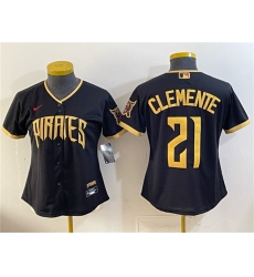 Women's Pittsburgh Pirates #21 Roberto Clemente Black 2026 City Connect Stadium Stitched Baseball Jersey(Run Small)