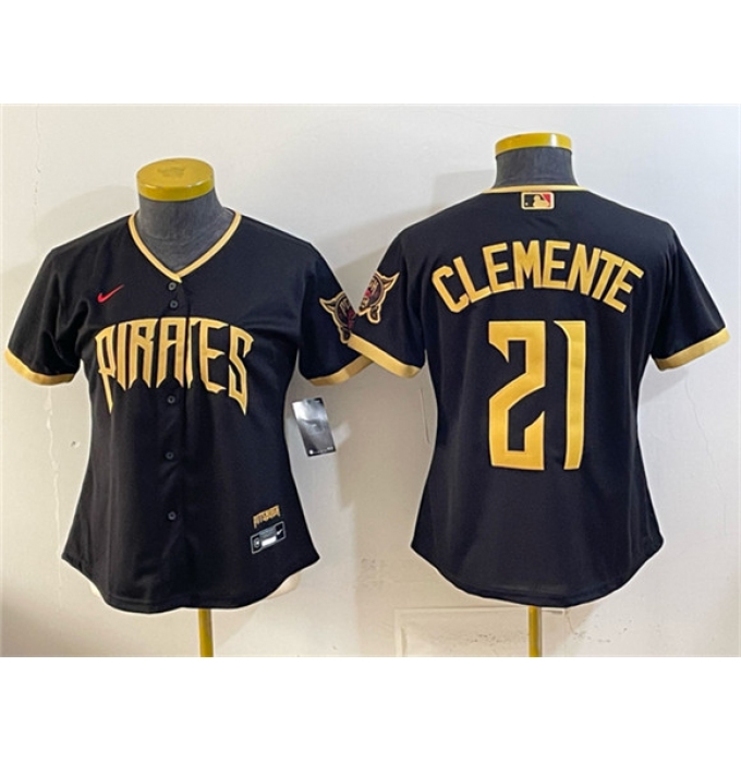 Youth Pittsburgh Pirates #21 Roberto Clemente Black 2026 City Connect Stadium Stitched Baseball Jersey