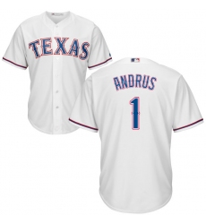 Men's Majestic Texas Rangers #1 Elvis Andrus Replica White Home Cool Base MLB Jersey