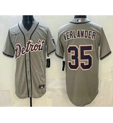 Men's Detroit Tigers #35 Justin Verlander Grey Cool Base Jersey