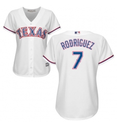 Women's Majestic Texas Rangers #7 Ivan Rodriguez Replica White Home Cool Base MLB Jersey