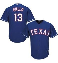 Youth Majestic Texas Rangers #13 Joey Gallo Replica Royal Blue Alternate 2 Cool Base MLB Jersey