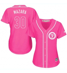 Women's Majestic Texas Rangers #30 Nomar Mazara Authentic Pink Fashion Cool Base MLB Jersey