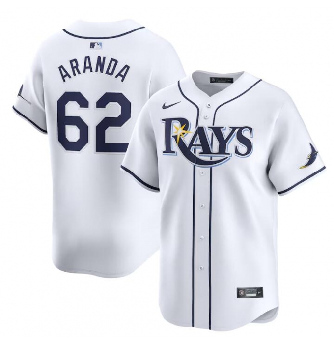Men's Tampa Bay Rays #62 Jonathan Aranda White Home Limited Stitched Baseball Jersey