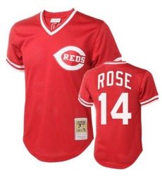Men's Mitchell and Ness Cincinnati Reds #14 Pete Rose Authentic Red Throwback MLB Jersey