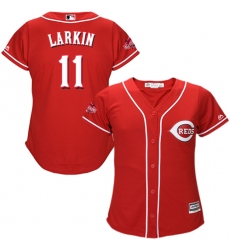 Women's Majestic Cincinnati Reds #11 Barry Larkin Authentic Red Alternate Cool Base MLB Jersey