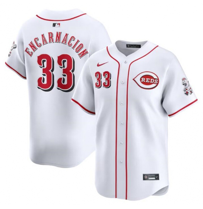Men's Cincinnati Reds #33 Christian Encarnacion White Home Limited Baseball Stitched Jersey