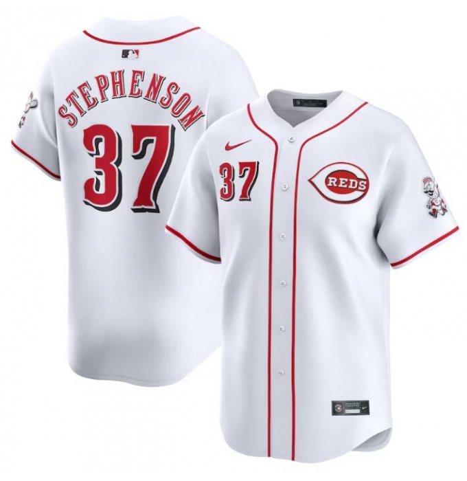 Men's Cincinnati Reds #37 Tyler Stephenson White Home Limited Stitched Baseball Jersey
