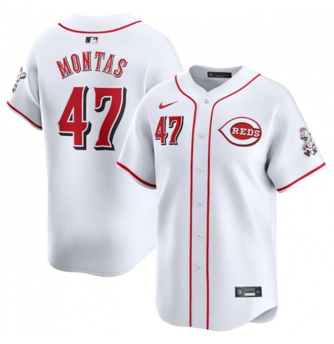Men's Cincinnati Reds #47 Frankie Montas White Home Limited Stitched Baseball Jersey